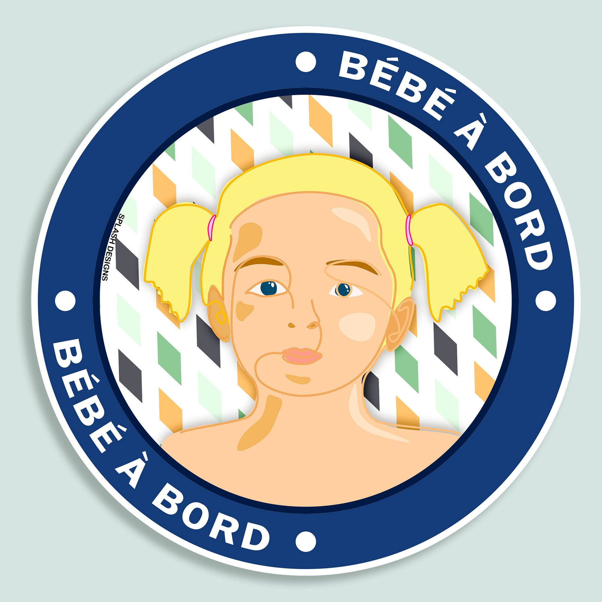 Autocollant "Bébé à bord Alma" de Prodigi, autocollant bleu avec motif bébé pour voiture.