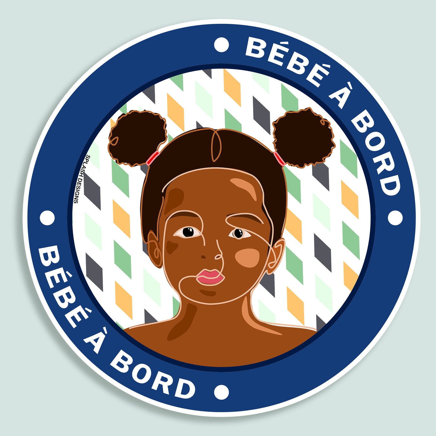 Autocollant "Bébé à bord" Céleste de Prodigi, affiche un bébé en bleu avec motif céleste, pour voiture ou fenêtre.