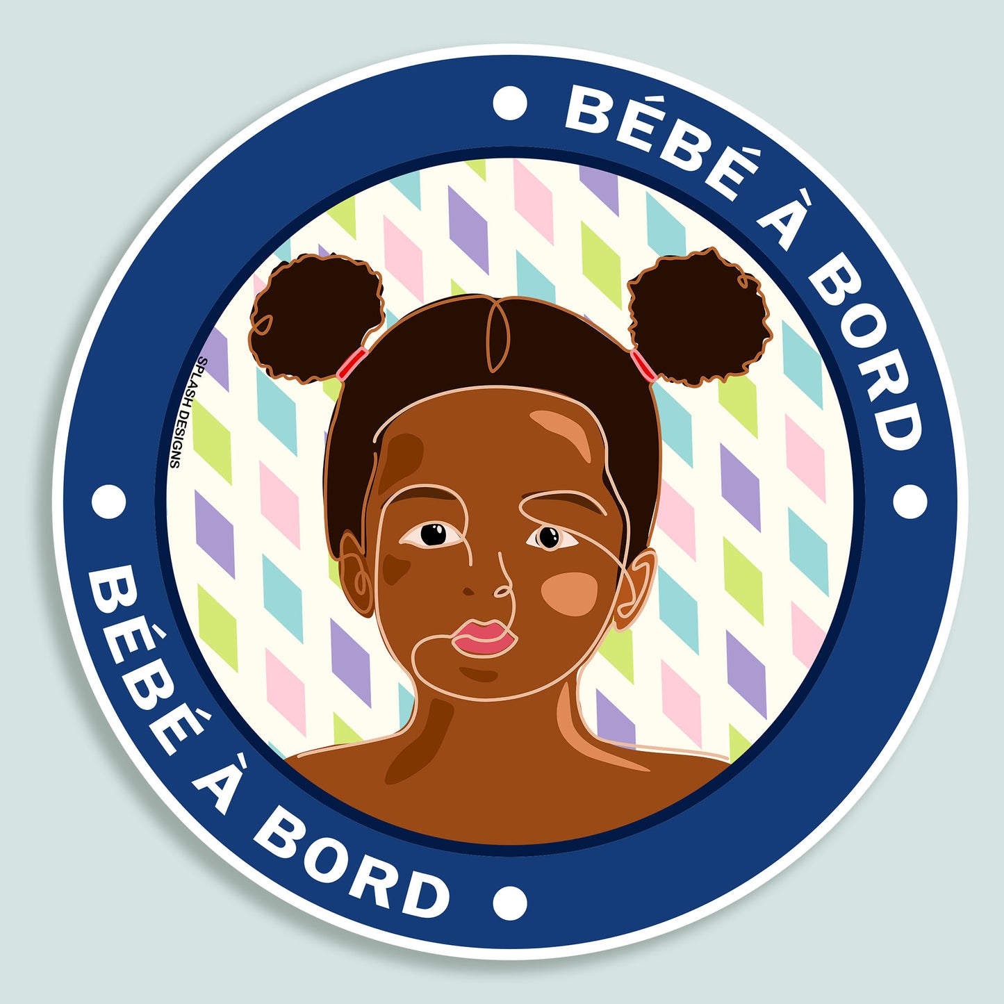 Autocollant "Bébé à bord Céleste" de Prodigi avec motif bleu ciel pour voiture, affiché sur une fenêtre.