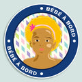 Autocollant "Bébé à bord Emma" de Prodigi, sticker bleu avec bébé, pour voiture ou surface.