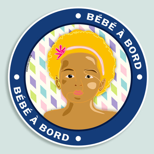 Autocollant "Bébé à bord Emma" de Prodigi, sticker bleu avec bébé, pour voiture ou surface.