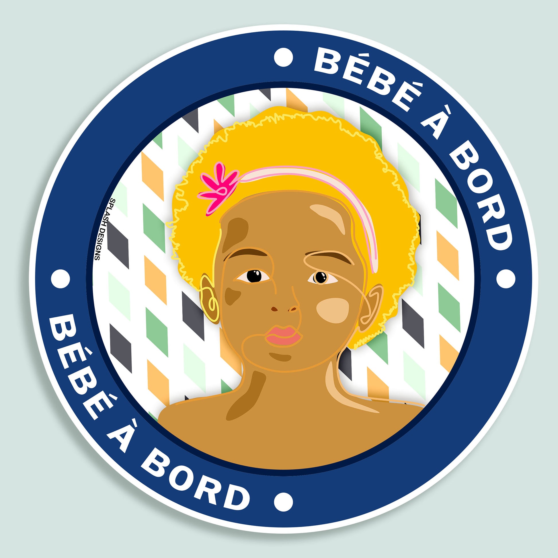 Autocollant "Bébé à bord Emma" de Prodigi, autocollant bleu avec illustration de bébé pour voiture.