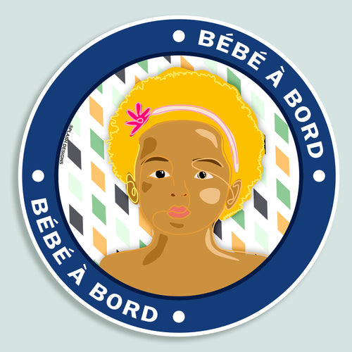 Autocollant "Bébé à bord Emma" de Prodigi, autocollant bleu avec illustration de bébé pour voiture.