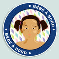Autocollant bébé à bord "Lou" de Prodigi, design bleu avec bébé souriant, à coller sur voiture ou surface plane.
