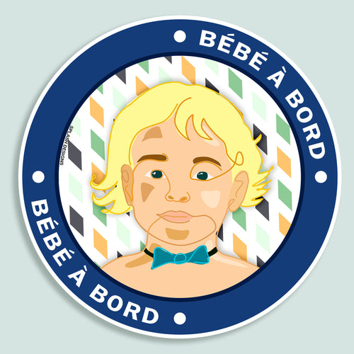 Autocollant bébé à bord "Adrien" de Prodigi, autocollant bleu avec texte pour voiture.