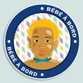 Autocollant "Bébé à bord Gabriel" de Prodigi, sticker bleu avec illustration de bébé, à coller sur la voiture.