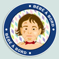 Autocollant bébé à bord "Léo" de Prodigi, sticker bleu avec un bébé illustré pour voiture ou surfaces.