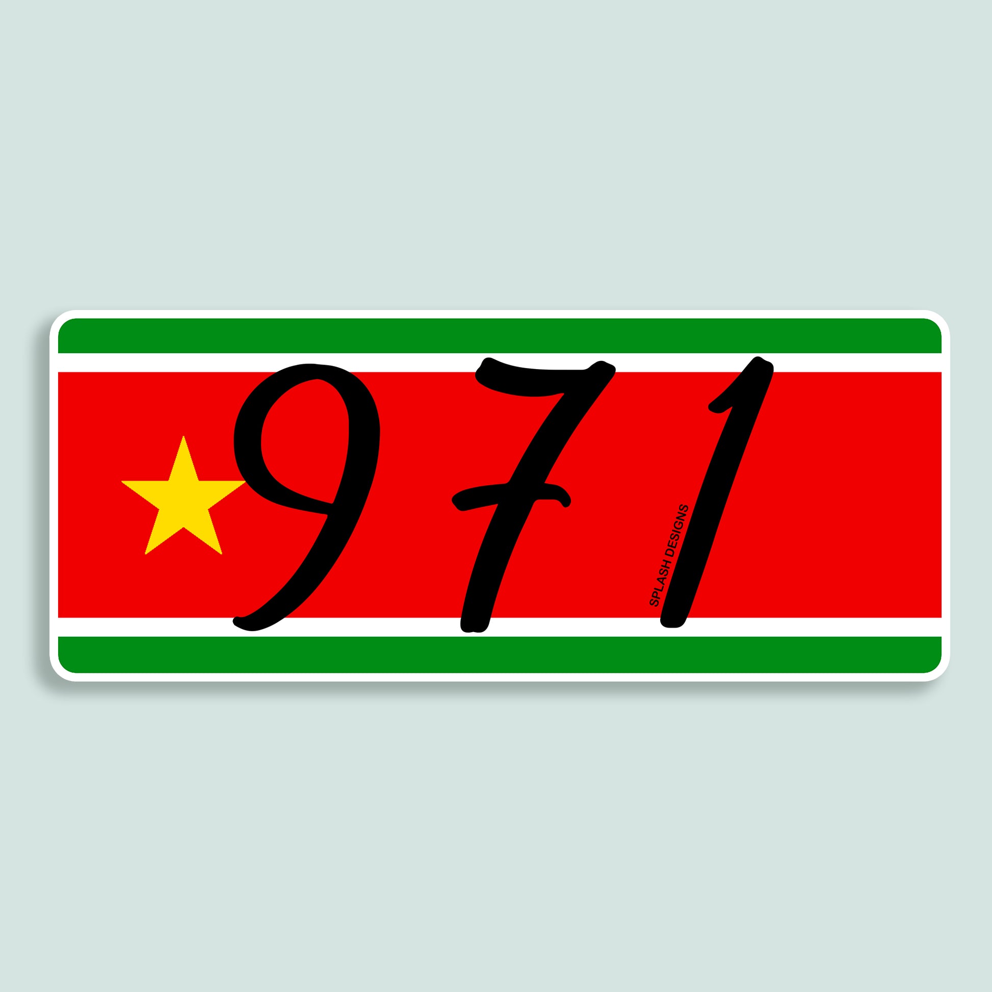 Sticker "971" - drapeau régional - Splash Designs