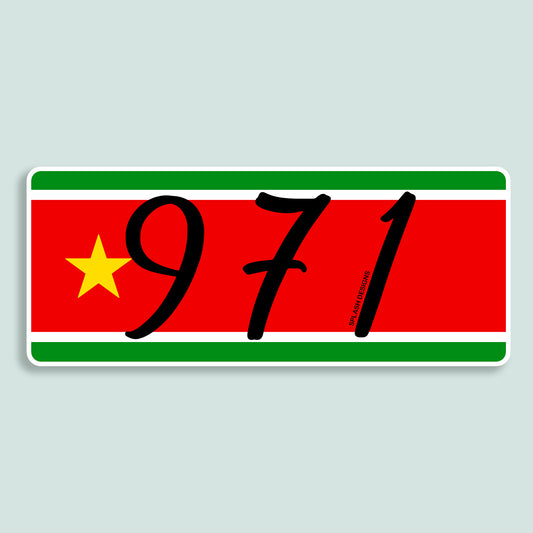 Sticker "971" - drapeau régional - Splash Designs