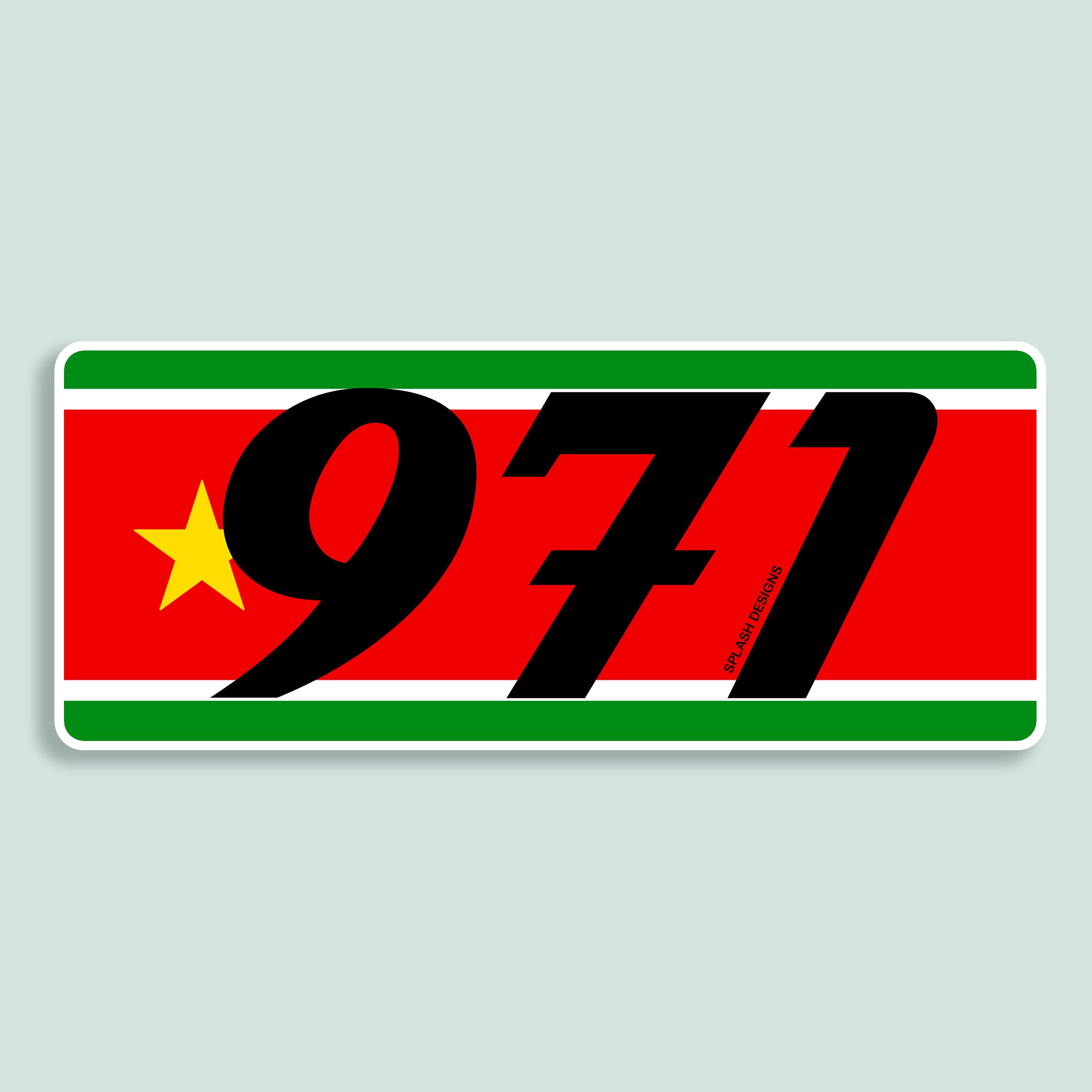 Sticker "971" - drapeau régional - Splash Designs