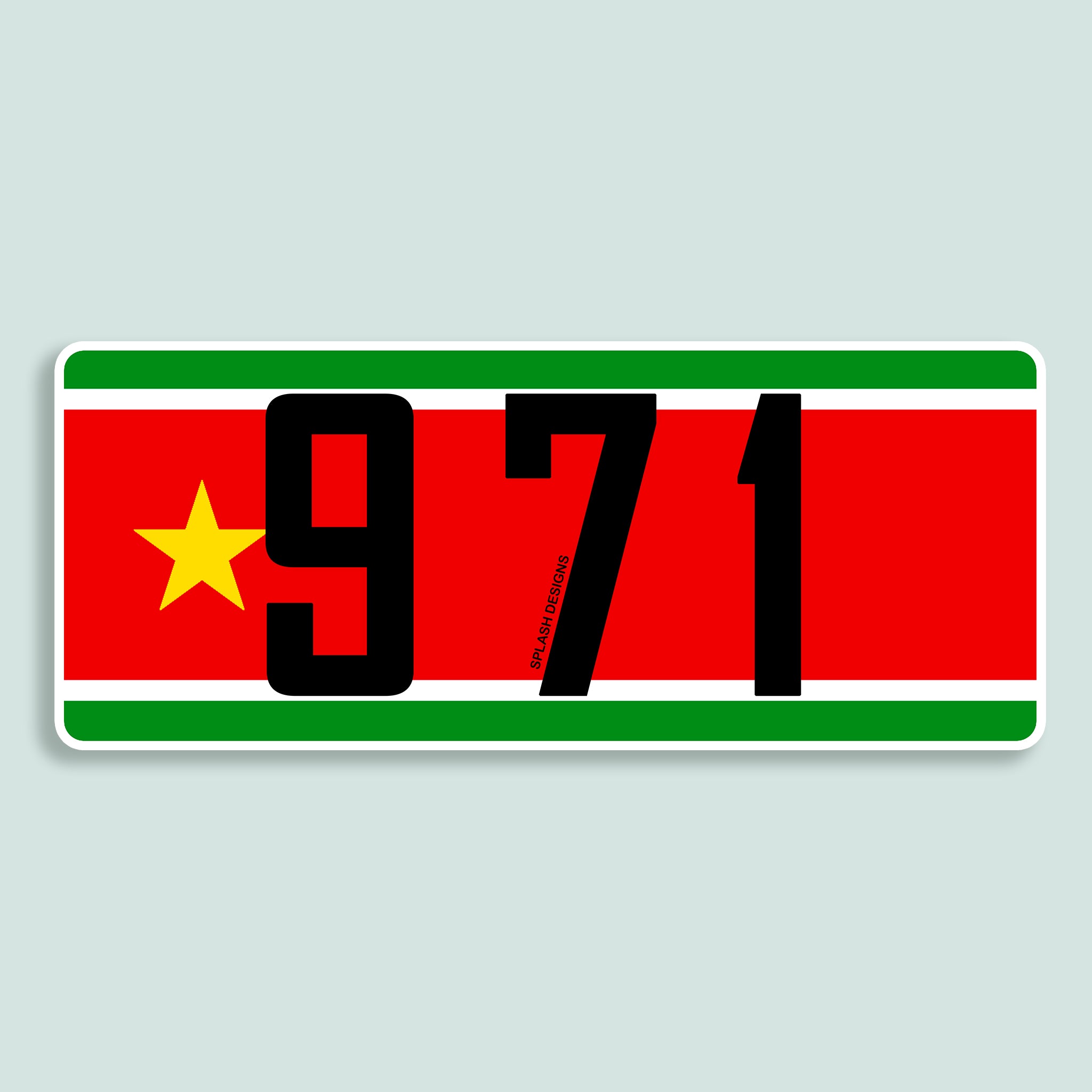 Sticker "971" - drapeau régional - Splash Designs