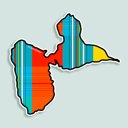 Sticker île de la Guadeloupe - madras "Soleil couchant" - Splash Designs
