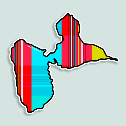 Sticker île de la Guadeloupe - madras "Plage des Caraïbes" - Splash Designs