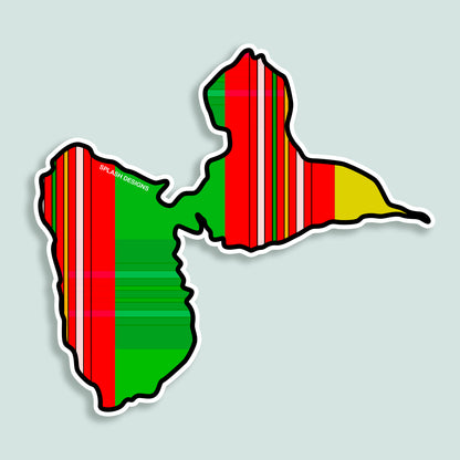 Sticker île de la Guadeloupe - madras traditionnel - Splash Designs