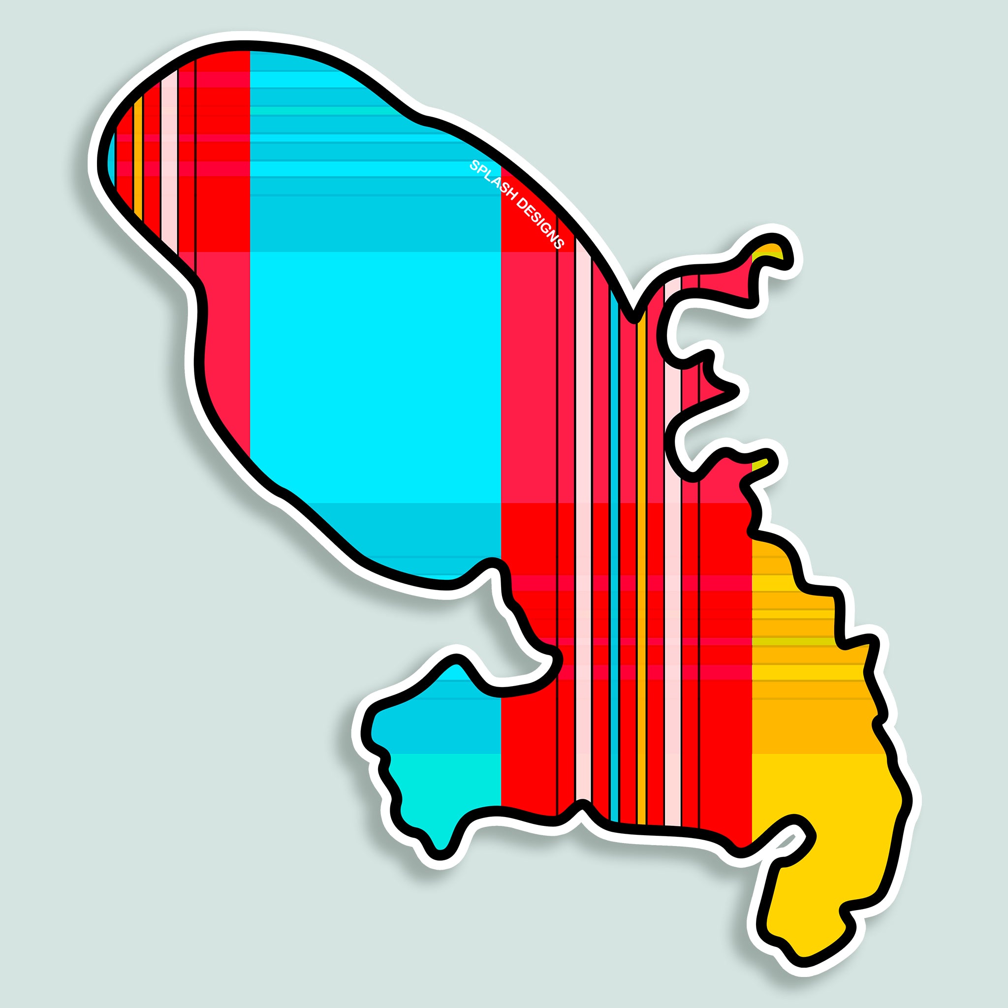 Sticker île de la Martinique - madras "Plage des Caraïbes" - Splash Designs