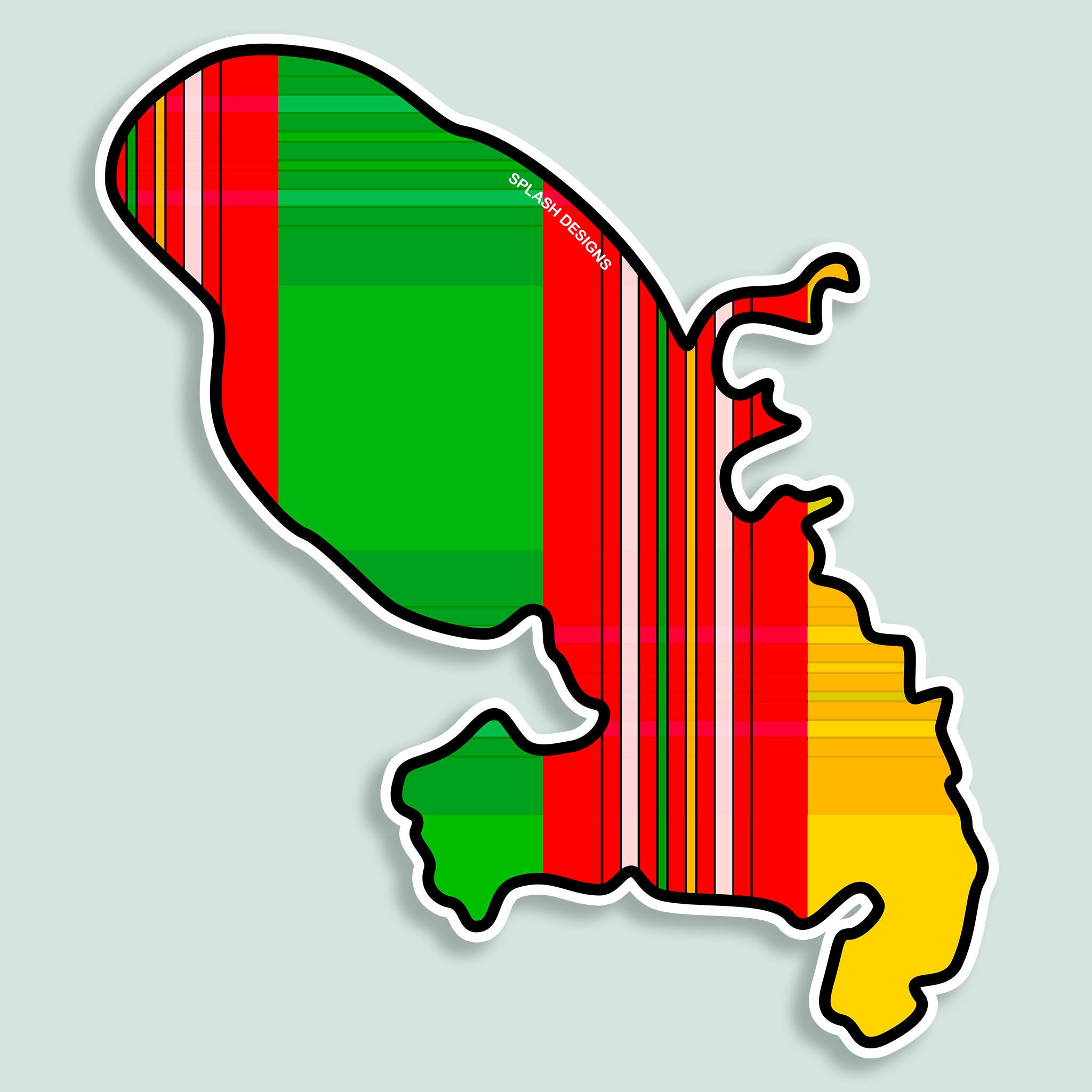Sticker Île de la Martinique - madras traditionnel - Splash Designs