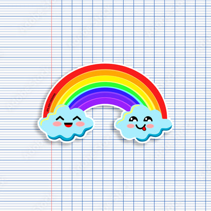 Autocollant arc-en-ciel avec smileys colorés de la marque Prodigi, décoratif et ludique pour accessoires ou papiers.