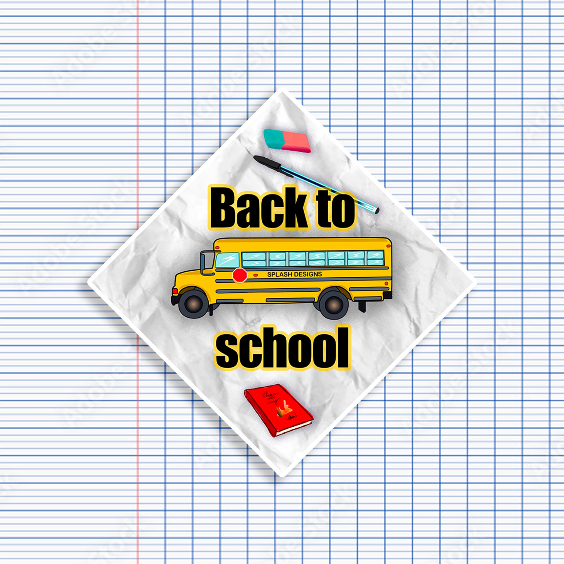 Autocollant Prodigi "Back to School" avec design coloré, idéal pour la rentrée scolaire, facile à coller sur cahiers et sacs.