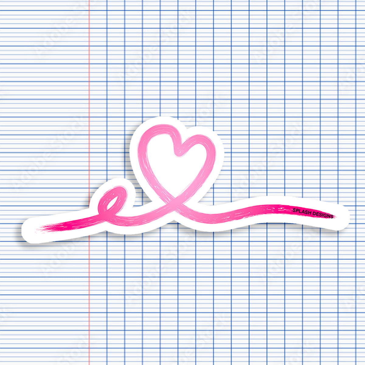 Autocollant cœur tracé rose de la marque Prodigi, motif délicat et coloré pour décoration.