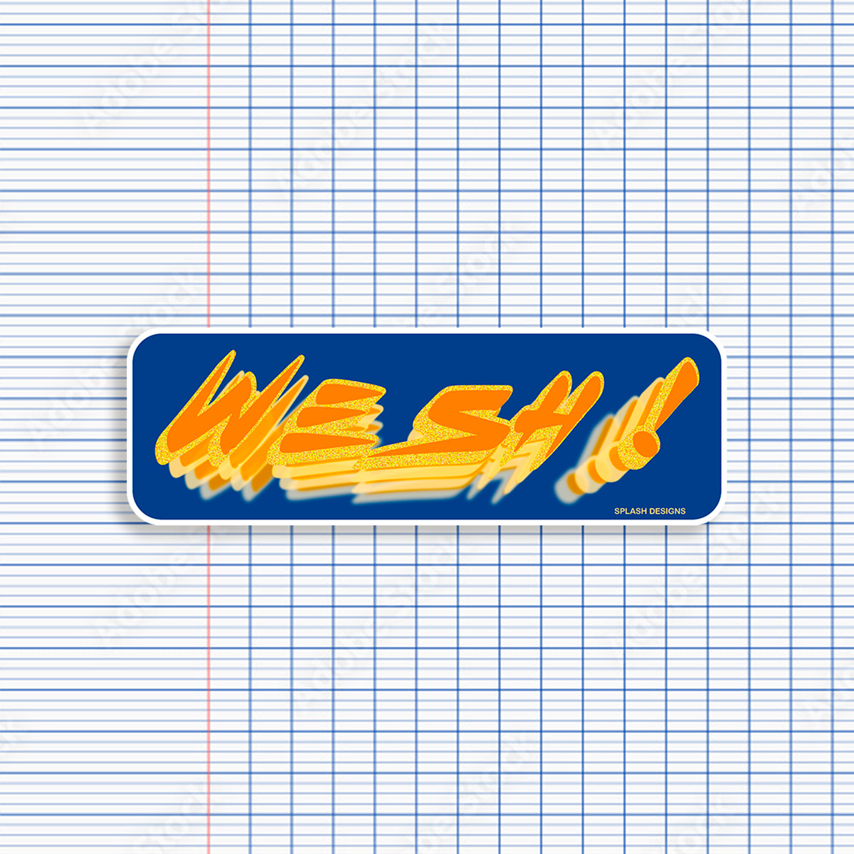Autocollant orange "Wesh!" de la marque Prodigi, sticker graphique pour personnalisation et décoration.
