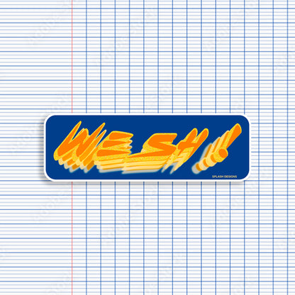 Autocollant orange "Wesh!" de la marque Prodigi, sticker graphique pour personnalisation et décoration.