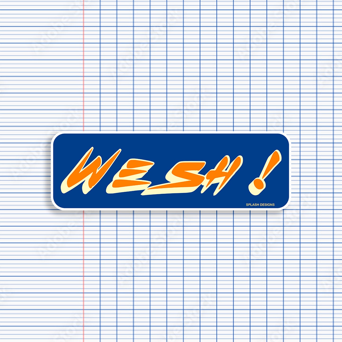 Autocollant Prodigi "Wesh!" avec design orange simple, idéal pour décorer ou personnaliser surfaces.