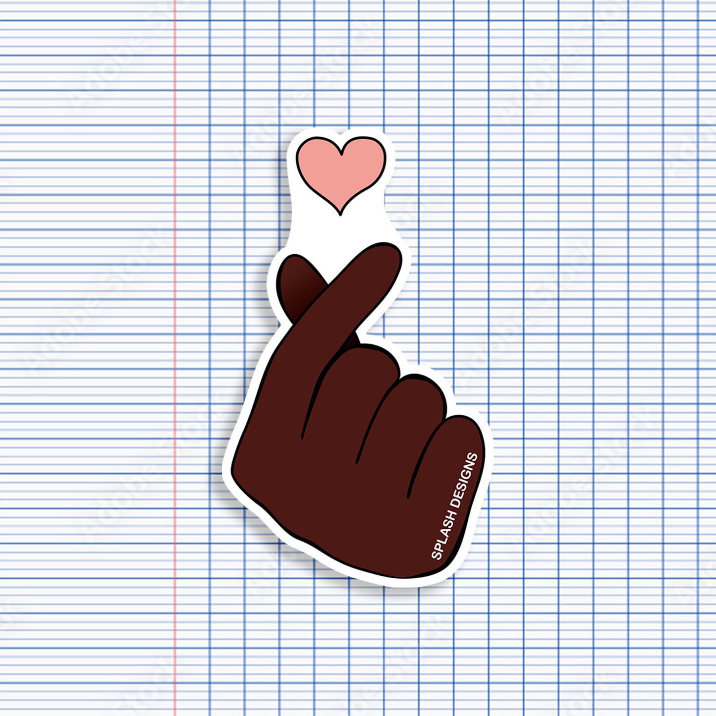 Autocollant Prodigi Main et cœur en ébène, design artistique avec motif de main et cœur, parfait pour décoration.