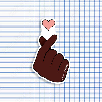 Autocollant Prodigi Main et cœur en ébène, design artistique avec motif de main et cœur, parfait pour décoration.